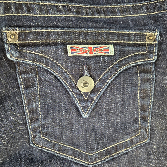 Hudson Jeans Dark Wash Signature Boot Cut Low Rise Womens Wide Leg Jeans Size 28 - Picture 10 of 11